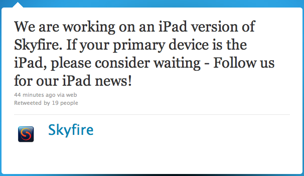 Skyfire para iPad 2