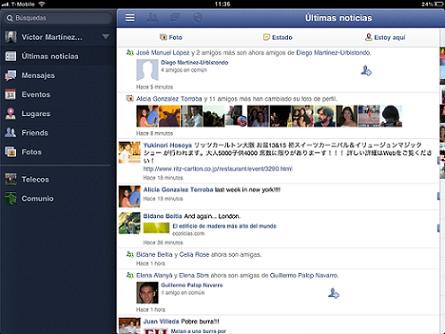 Captura de pantalla de facebook para iPad