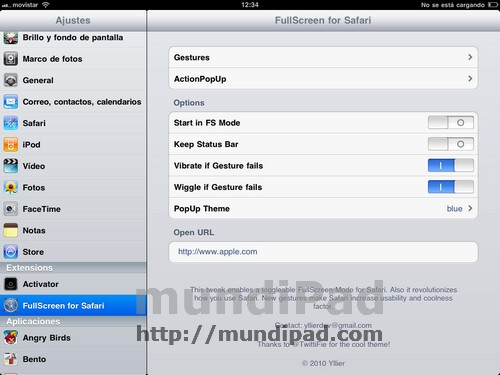 Settings FullScreen for iPad