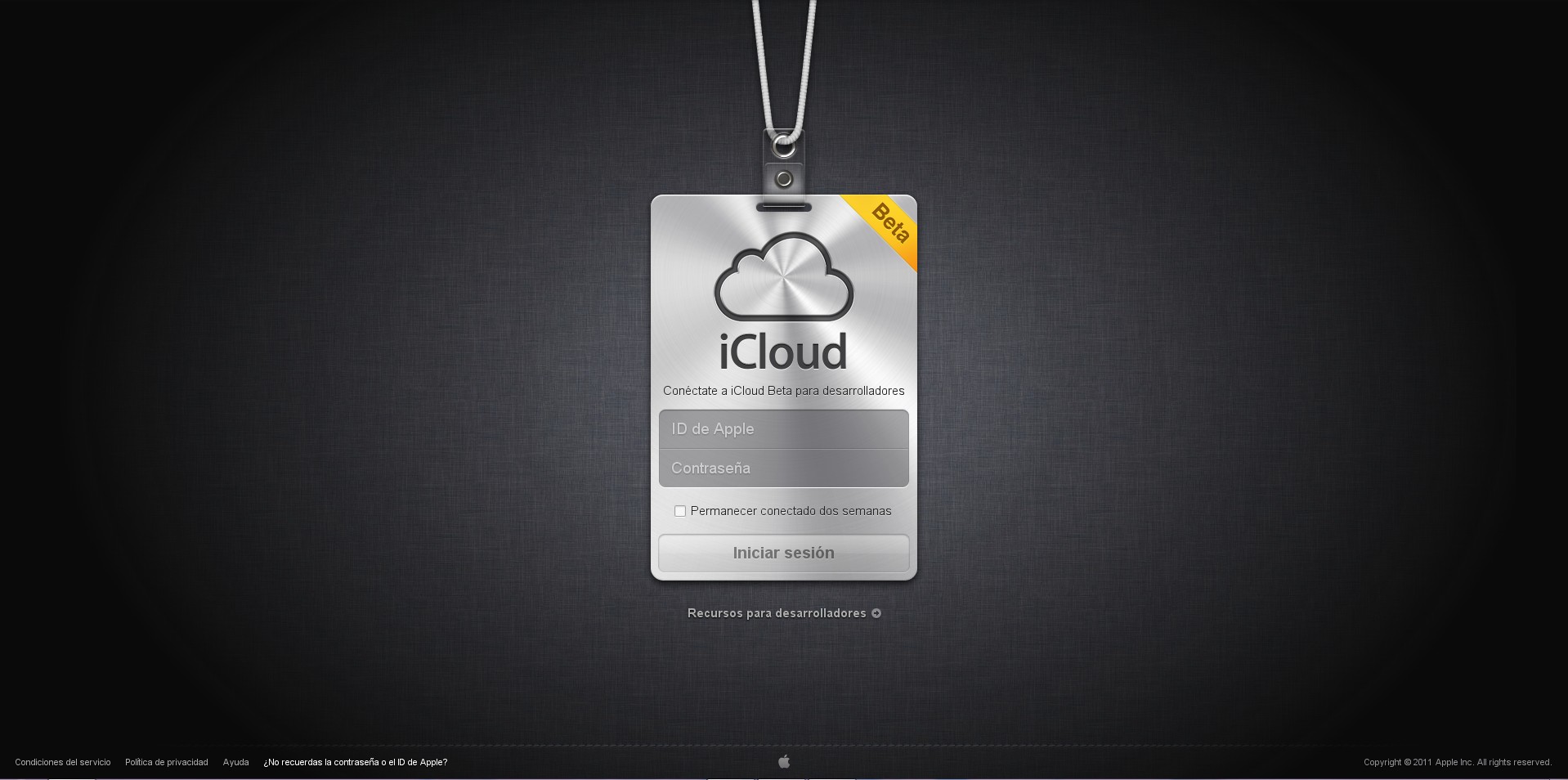 Captura de pantalla de iCoud.com
