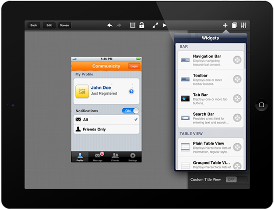 Crea prototipos de tus aplicaciones para iOS desde el iPad con Interface 2