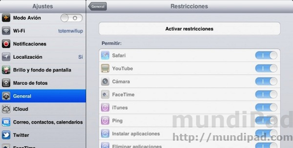 Activar restricciones en el iPad