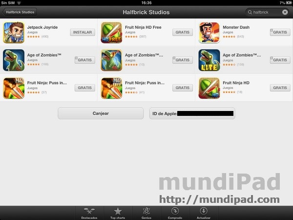 Descargar juegos gratis en el iPad