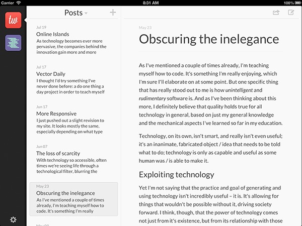 Poster la mejor forma de bloguear desde el iPad