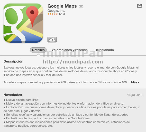 Google Maps ya es compatible con el iPad