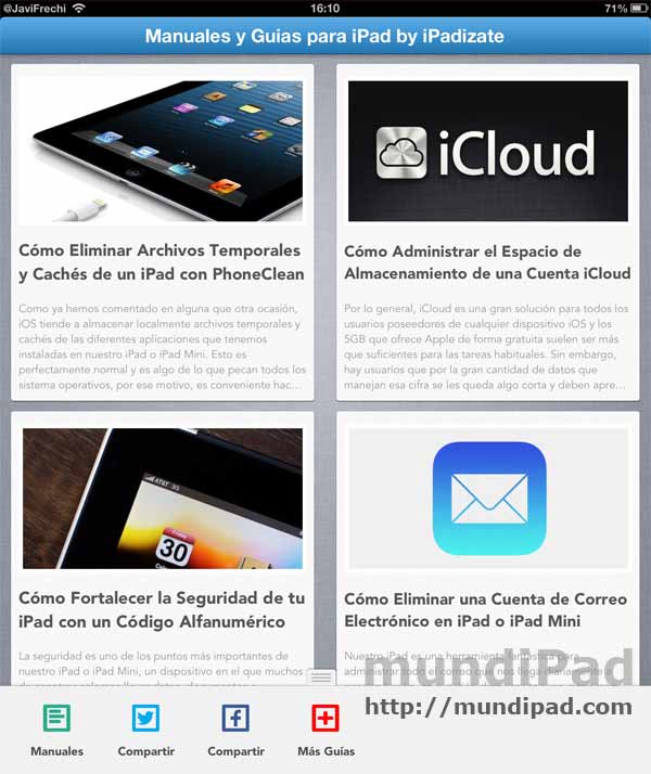 Aplicación con manuales y guías para el iPad