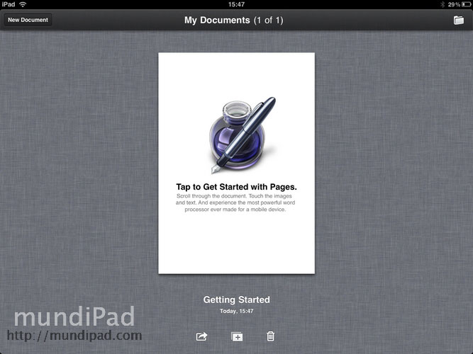 Pages en el iPad